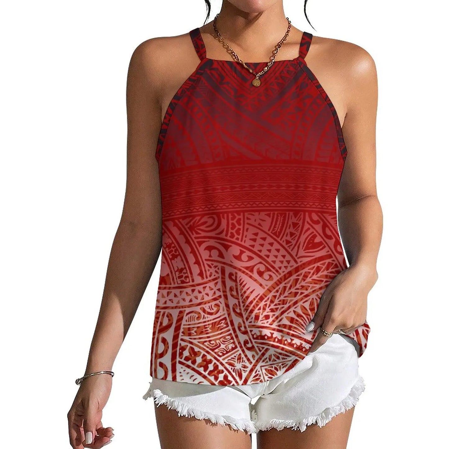 Polynesian Tribal Fashion Women New Design Retro Print Custom Sexy Sleeveless Strappy Vest New Not Pick People