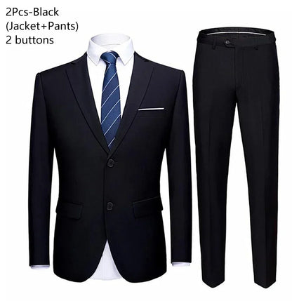 Suit Men Elegant For Wedding 3 Pieces 2 Set Jackets Vest Pants Blazers Groom's Formal Full Business Coats 2025 Costume