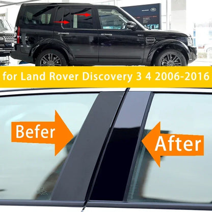 New Hot 6PCS Gloss Black  Polished Pillar Posts For Land Rover Discovery 3 4 2006-2016 Window Trim Cover BC Column Sticker
