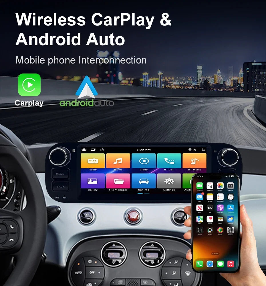 For Fiat Panda 2013-2020  Auto Multimedia Player  6.86" Touch Screen Steering Wheel Control Car GPS Navigation  Bluetooth Call