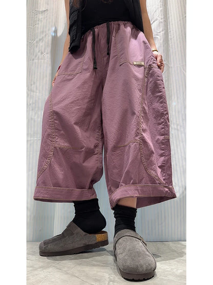 Amax LuluE 2026 Japanese Design Soild Pants Females Summer Fashion Loose Elegant Harem Trousers Womens Vintage Leisure Clothes