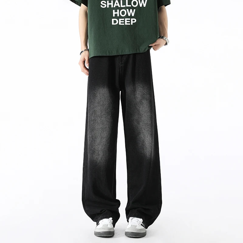Men's Fashion Jeans Classic America Jeans Y2K Casual Baggy Jeans Straight Leg Retro Wide-legged Jeans Loose Suit Pants Trousers