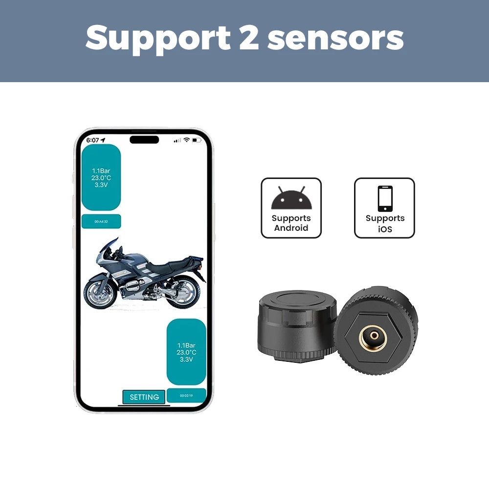Car TPMS BT 5.4 Tire Pressure Monitoring System Connect Mobile Phone for LOS Android Motorcycle Truck Car Tyre Pressure Sensor