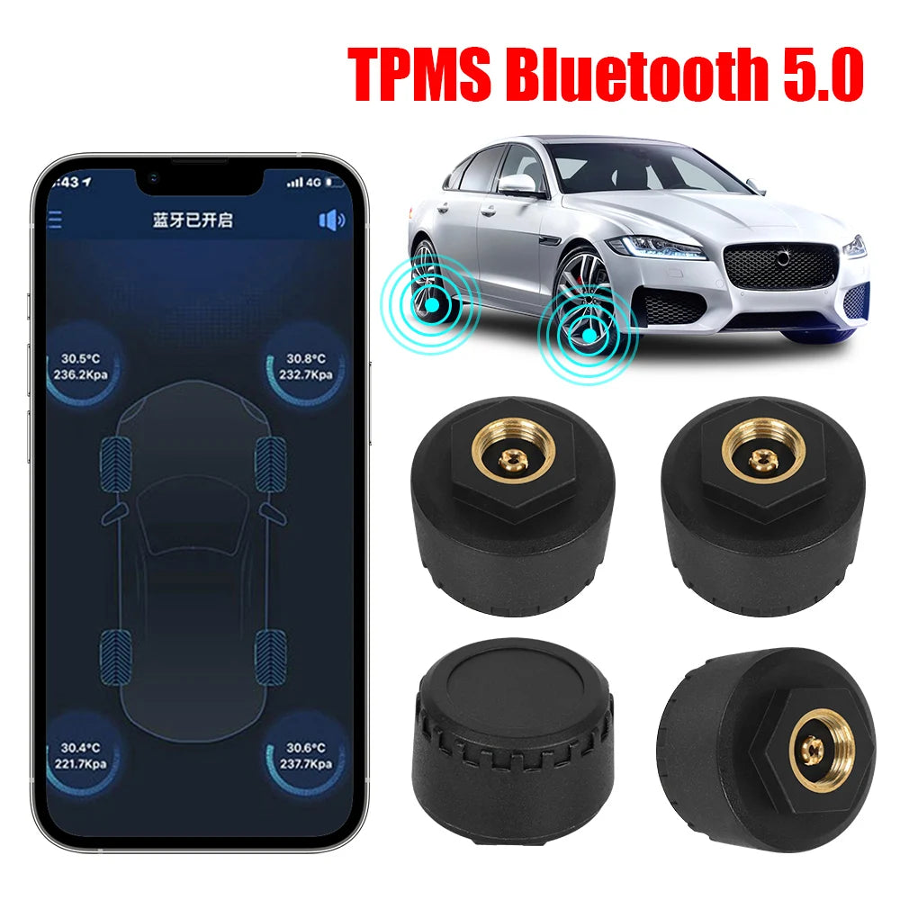Android/IOS External Mobile Phone APP Display Bluetooth 5.0 Car Tire Pressure Sensors TPMS Tire Pressure Monitoring System