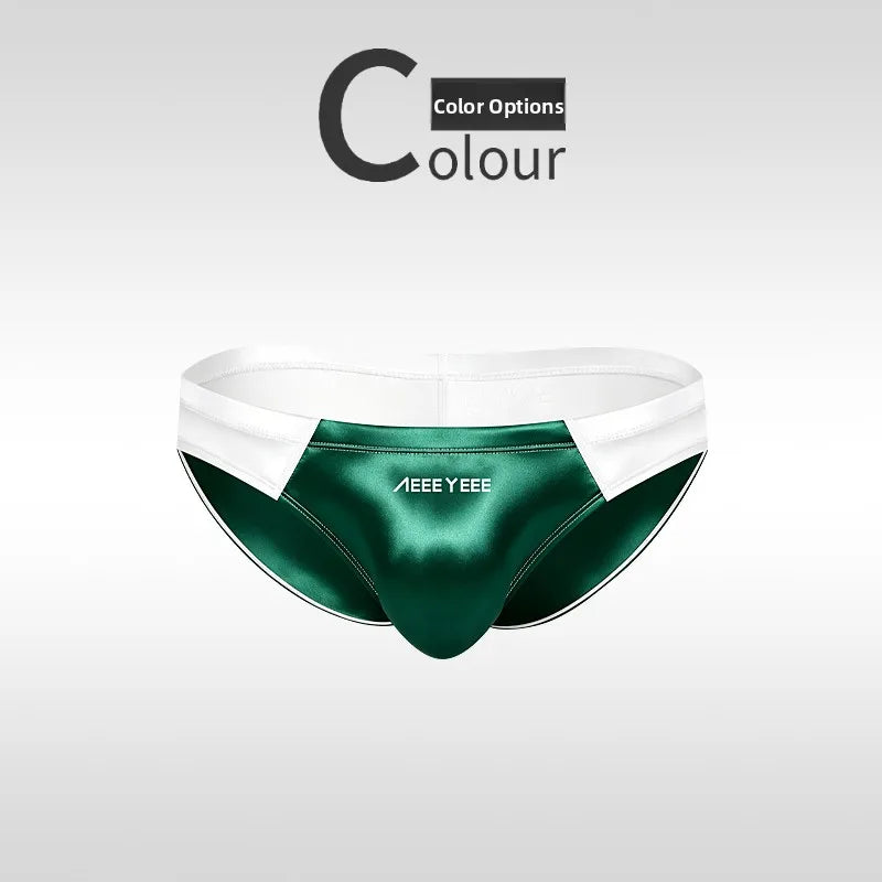 Low-Waist Sexy Men's  Underwear Smooth Satin Breathable Thin Summer Youth Ice Silk Sports Briefs Comfortable Underpants