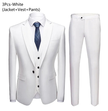 Elegant Men Suits 3 Pieces 2 Blazers Sets Wedding Jackets Vest Pants  Classic  2025 Formal Coats Korean Costumes
