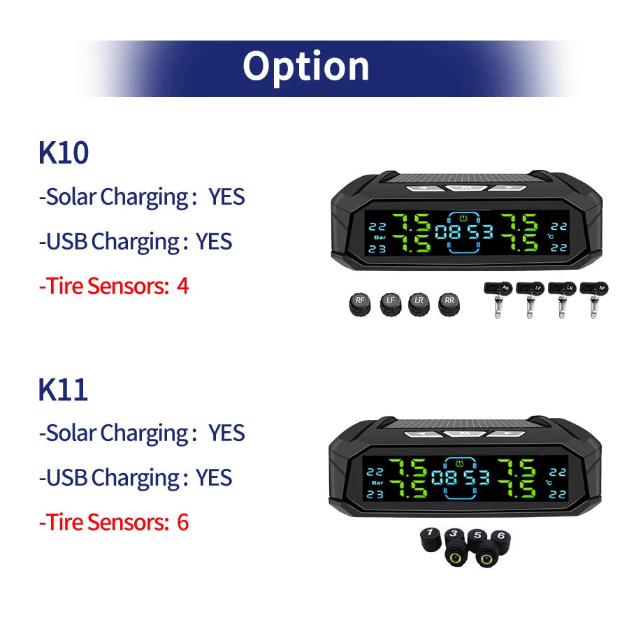 Bar Wireless Intelligent Car Tire Pressure Alarm Monitor System Temperature Air Pressure Gauge With 6 Durable Tire Sensors