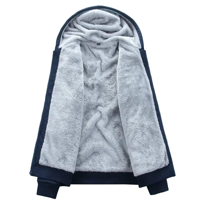 2025 Plus 6XL  Winter Men's Casual Sports Plush Set Hooded Coat Korean Edition Warm and Thickened Two Piece Set Clothes for Men