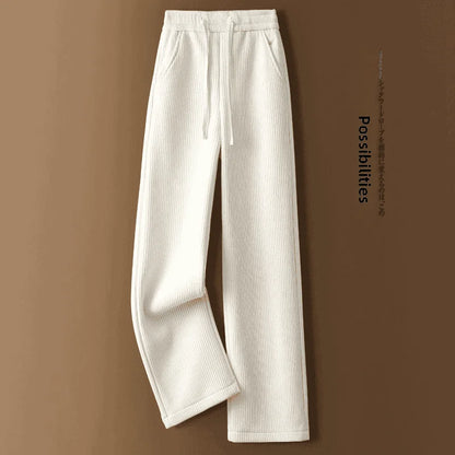 High Waist Thickened Fleece Women's Loose Pants Straight Leg Casual Trousers Korean Style Commute Fashion plus Size Ladies