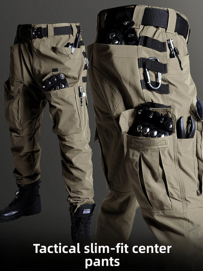 Black American Style Outdoor Training Pants Quick Dry Tactical Multi Pocket Men's Waterproof Wear Resistant Cargo Pants