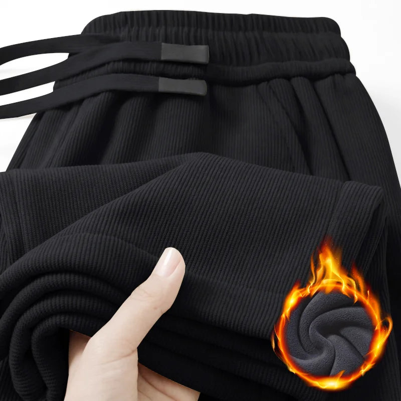 Men's Corduroy Fleece Lined Thickened Straight Leg Casual Pants Autumn Winter Comfortable Soft Skin-friendly Trendy Brand