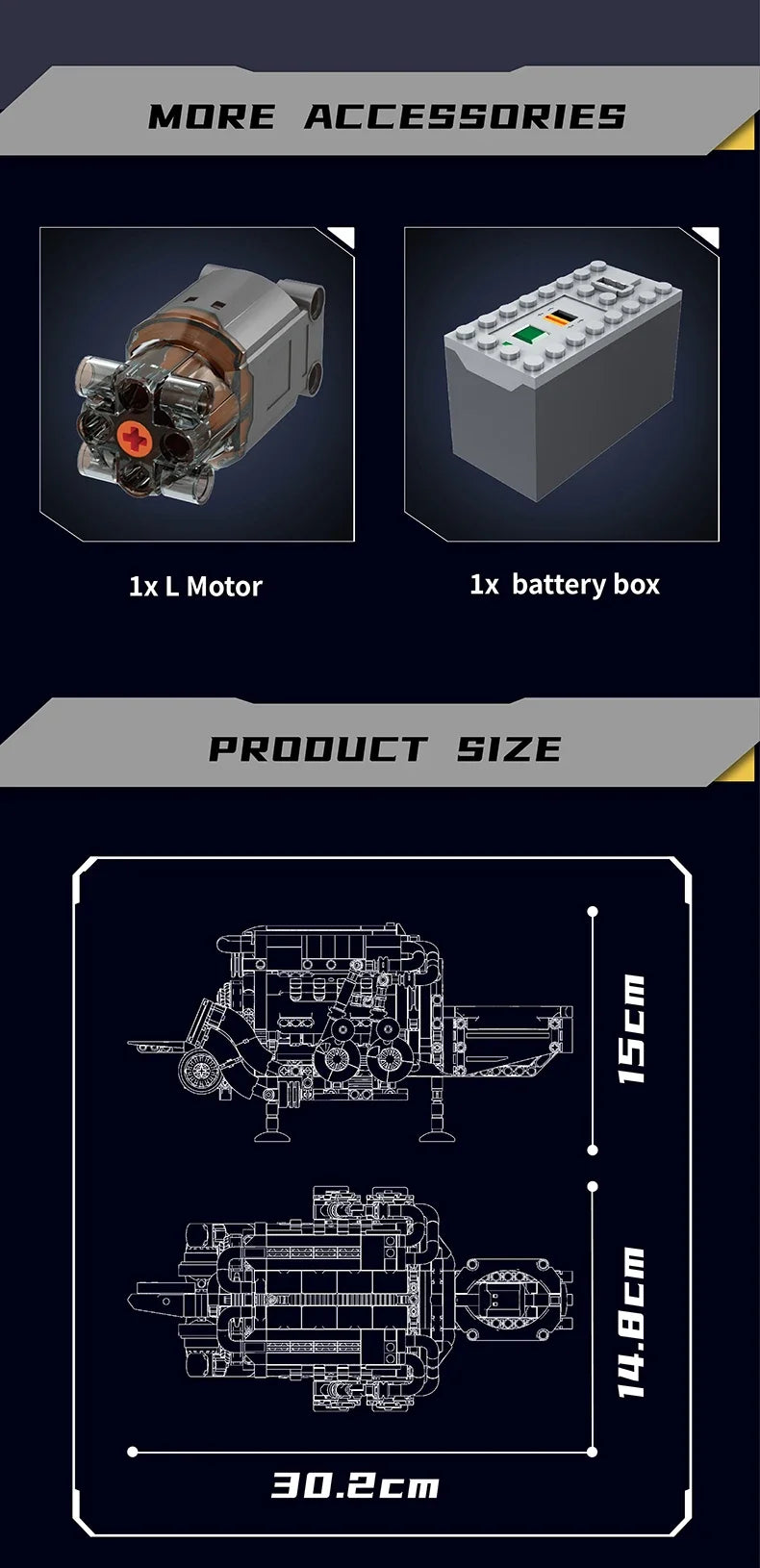 MOULD KING MOC Technik 10131 Technincal W16 Engine for BGT Supercar Building Block Set Assembly Car Brick DIY Toys Kids Boy Gift