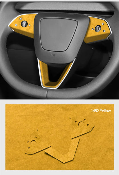 Made of Alcantara For Tesla Model 3 (2024-)/Model Y (2025-) Steering Wheel Trim Frame Sticker Car Interior Tuning Accessories