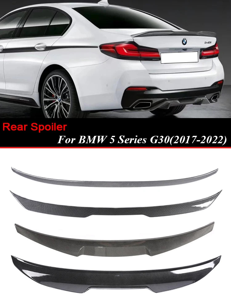Rear Bumper Trunk Tail Lip M5 Roof Wing For BMW 5 Series G30 2017-2022 Gloss Black PSM M4 CS Style Boot Spoiler Carbon Fiber