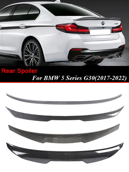 Rear Bumper Trunk Tail Lip M5 Roof Wing For BMW 5 Series G30 2017-2022 Gloss Black PSM M4 CS Style Boot Spoiler Carbon Fiber