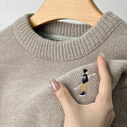 Luxury Quality Man Long-Sleeved Knitwear Round Neck Delicate Embroidery Spring New Sweater Leisure Warm Pullover Hot Men's Wear