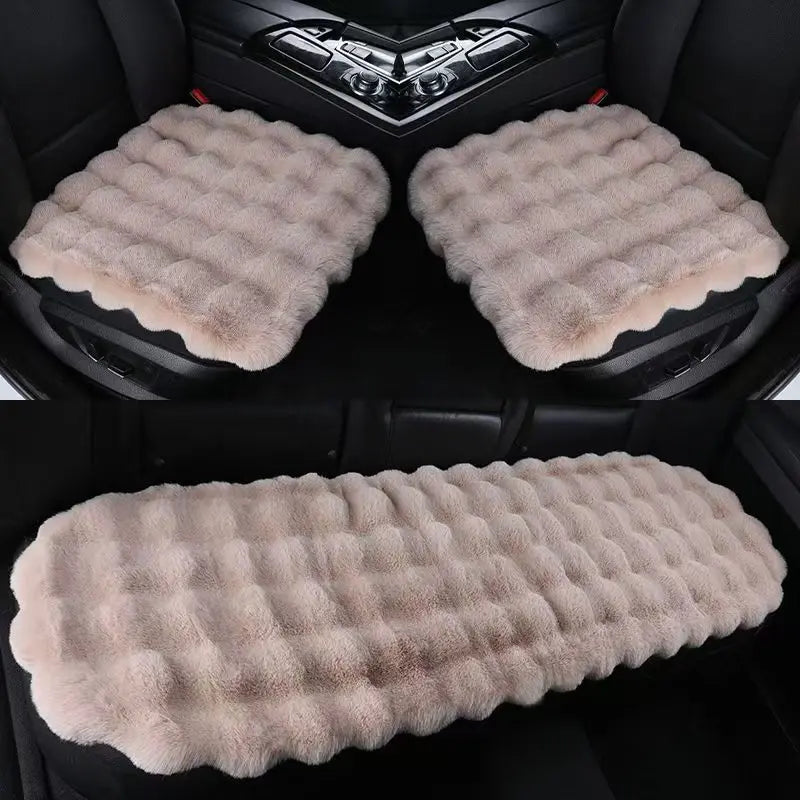 Winter Plush Rabbit Covers Car Seats Cushion Universal Keep Warm Ultra-Soft Auto Chair Protector Pad Car Interior Accessories