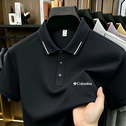 2026 Columbia Style  embroidery summer  ice silk short sleeved polo shirt quick drying breathable business casual T-shirt top