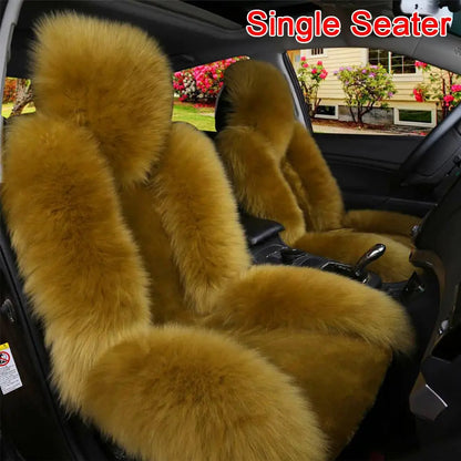 Universal Winter Car Seat Cushions Australian Sheepskin Fur Seat Auto Cover Autumn Warm Winter Interior Accessories K6X4