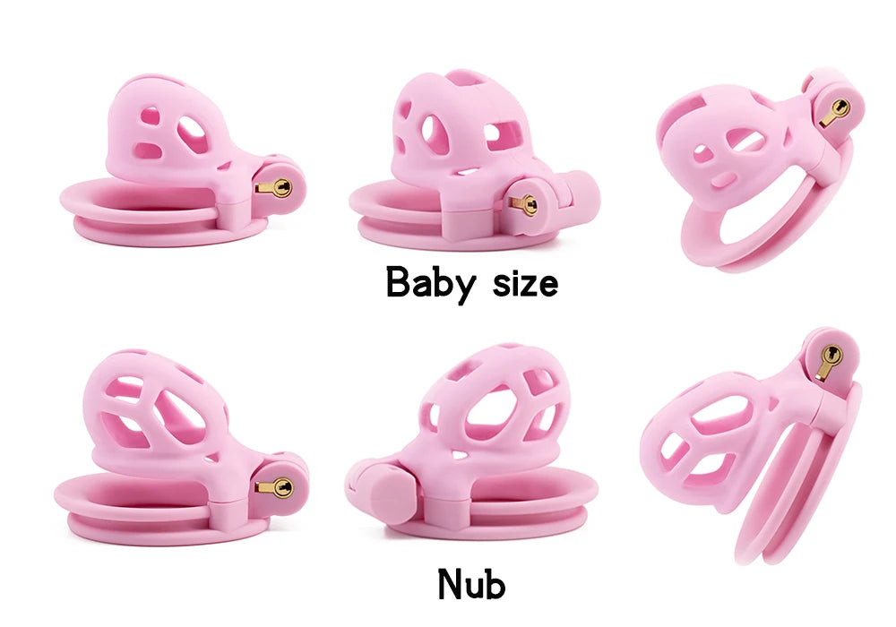 Small short plastic male chastity locks lower body hidden anti-masturbation cock cage sex toys for men