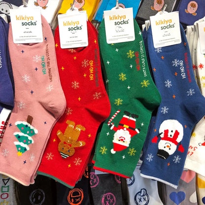 1/4pairs Men Christmas Socks New Year Funny Snowflake Beer Santa Claus Elk Snow Cotton Happy Socks Men Cartoon Women Sokken