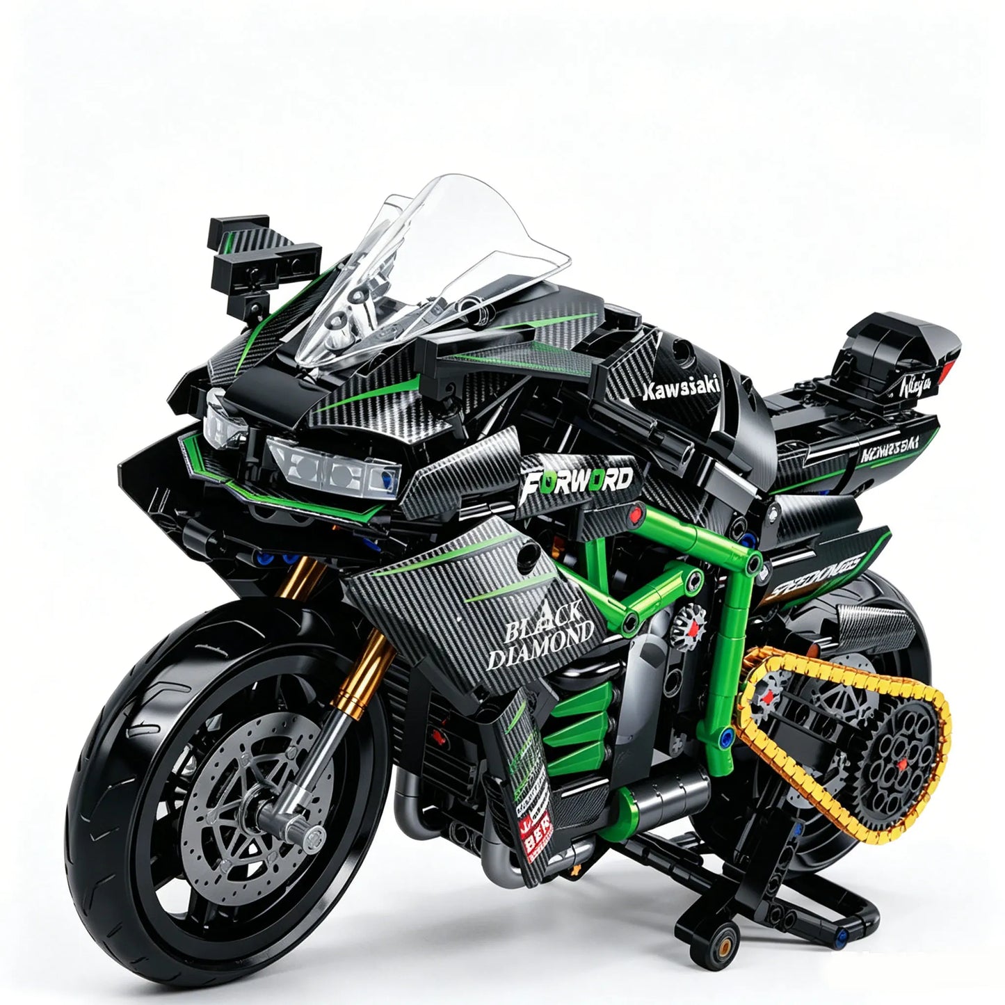812PCS new H2R superbike 1:8 building block locomotive assembly machinery group children's toy boy birthday gift