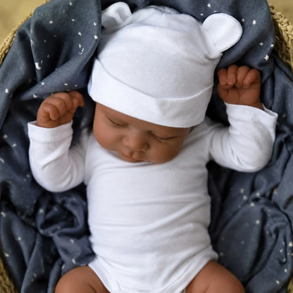 BZDOLL 45 CM Asleep Reborn Black Brown Skin Baby Doll Toy Lifelike Vinyl Limbs Cloth Body 18 inch Doll Handmade Birthday Gift