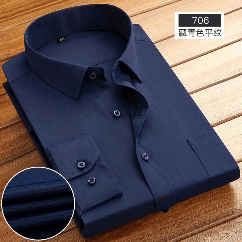 Men's Striped Long Sleeve Shirts 2026 Autumn Anti-wrinkle Business Shirt Fashion Casual Comfortable Breathe Slim Fit Shirts