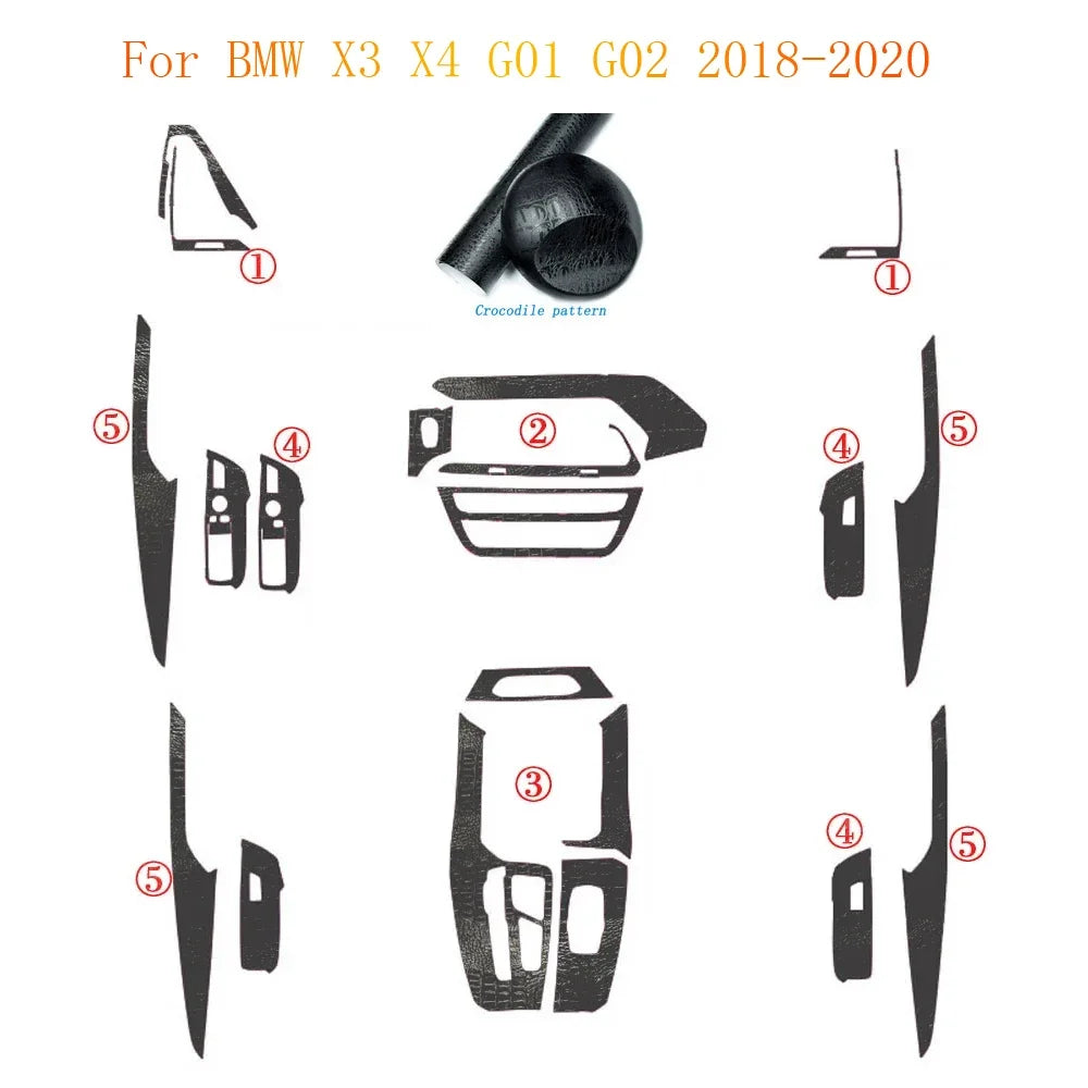 For BMW X3 X4 G01 G02 2018-2020 Interior Central Control Panel Door Handle Carbon Fiber Stickers Decals Car styling Accessorie