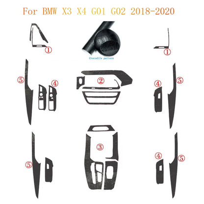 For BMW X3 X4 G01 G02 2018-2020 Interior Central Control Panel Door Handle Carbon Fiber Stickers Decals Car styling Accessorie