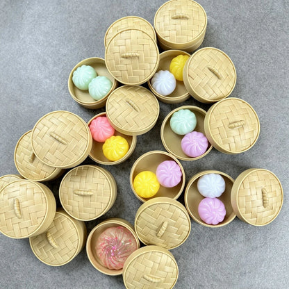 Mini Dumplings Squishy Steamer Bun Squeezable Toys Set Soft Stress Relief Crystal Squishy Fidget Sensory Toy Party Favors Gift