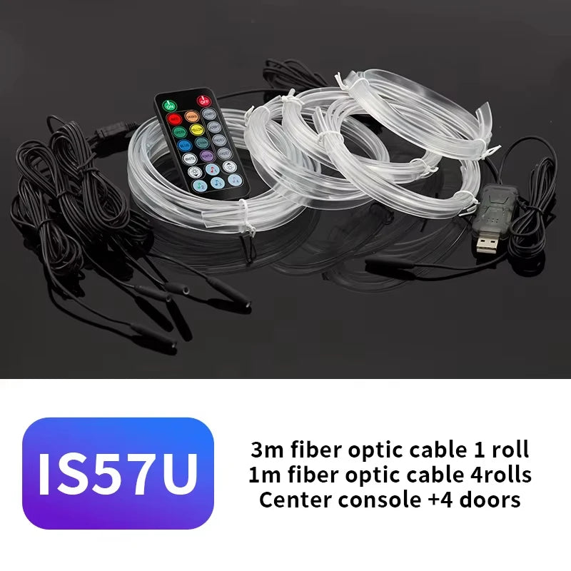 Car Interior Ambient LED Light Strip 2/3/4/5M RGB  Invisible USB Fiber Optic Atmosphere Lamp Support APP Control