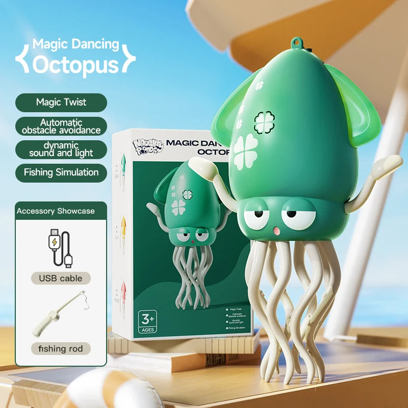 Magical dancing octopus sensing obstacle avoidance octopus light music crawling toy children's birthday gift