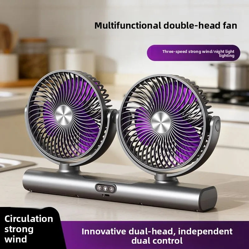 Desktop fan Car vertical hanging Adjustable multi-function double head fan Summer household fan