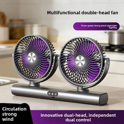 Desktop fan Car vertical hanging Adjustable multi-function double head fan Summer household fan