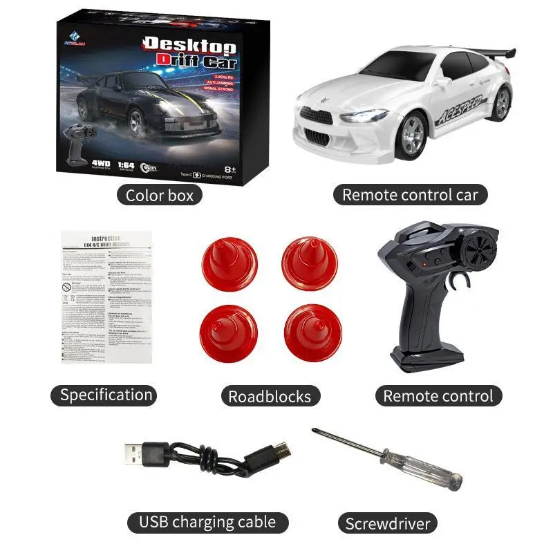 New 4WD 2.4GHZ RC Simulation Mini Drift Car Palm Racing Model Desk Toys 1/64 Scale Remote Control Car Gift for Children Boys.