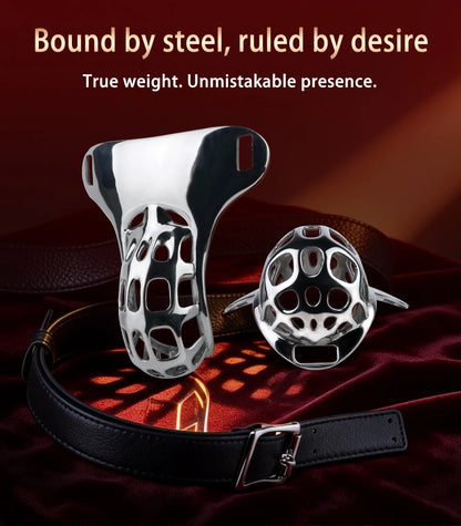 QKKQ Wearable Heavy Stainless Steel Adult Briefs With Microfiber Leather Cock Cages Penis Bondage Chastity Cage Metal Underwear