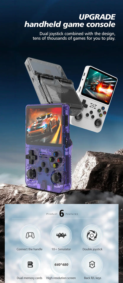 Open Source R36S Retro Handheld Video Game Console Linux System 3.5 Inch IPS Screen Portable Pocket Video Player 64GB Games Gift