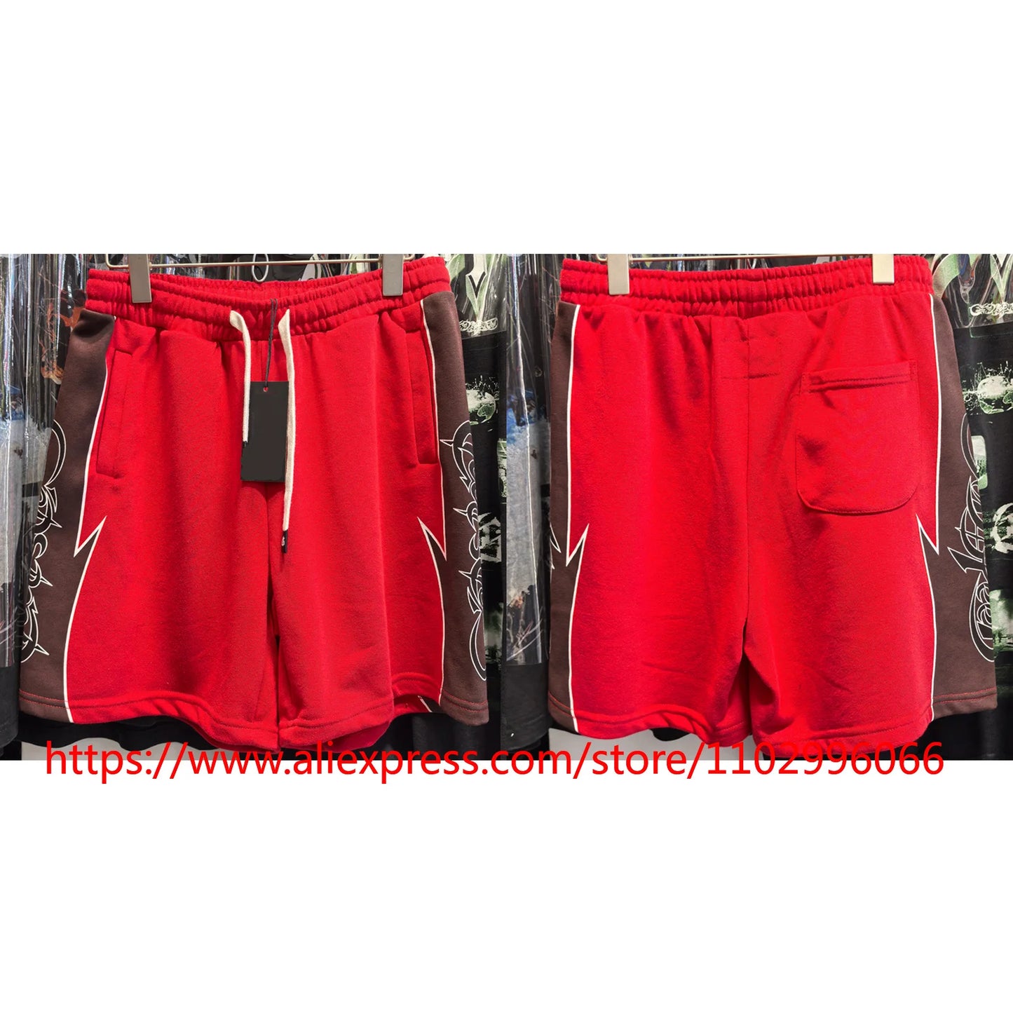 Real Photo Men's High Quality GOD High Street SPEED Shorts Streetwear Elastic Waist Drawstring Casual Sports Pants in Stock