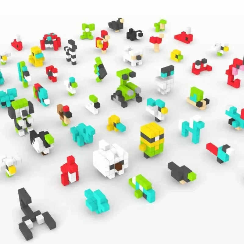 400pcs/set Pixel Building Blocks Designer Rainbow Cube Colorful Connection Block DIY Model Children Toys Gifts for Kids