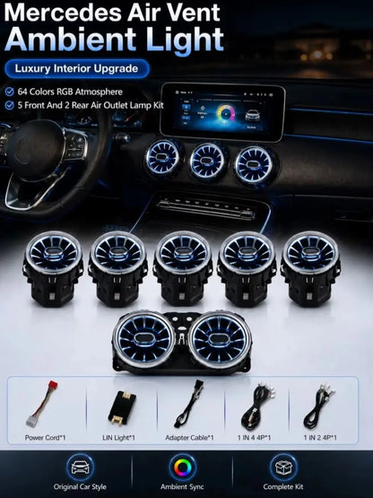 Car Ambient Light For Mercedes Benz C Class W205 W206 W253 Air Vent LED RGB Car Interior Atmosphere Light Interior Upgrade Kit