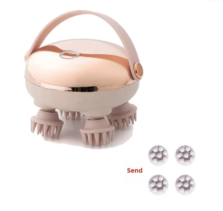 Rechargeable Waterproof Electric Scalp Massager Handheld Head Massager with 4 Massage Claws for Stress Relax Body Neck Back Pet