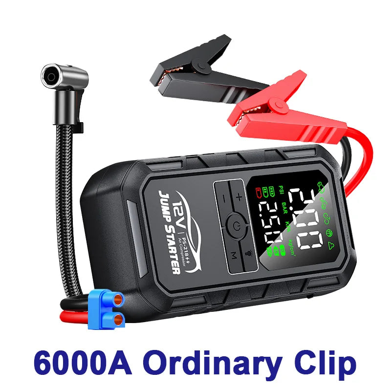 10000a 8000a Amp 7000a 6000a 180psi Smart Car 12v Battery Booster Auto Tire Super Compressor Air Pump Power Bank Jump Starter
