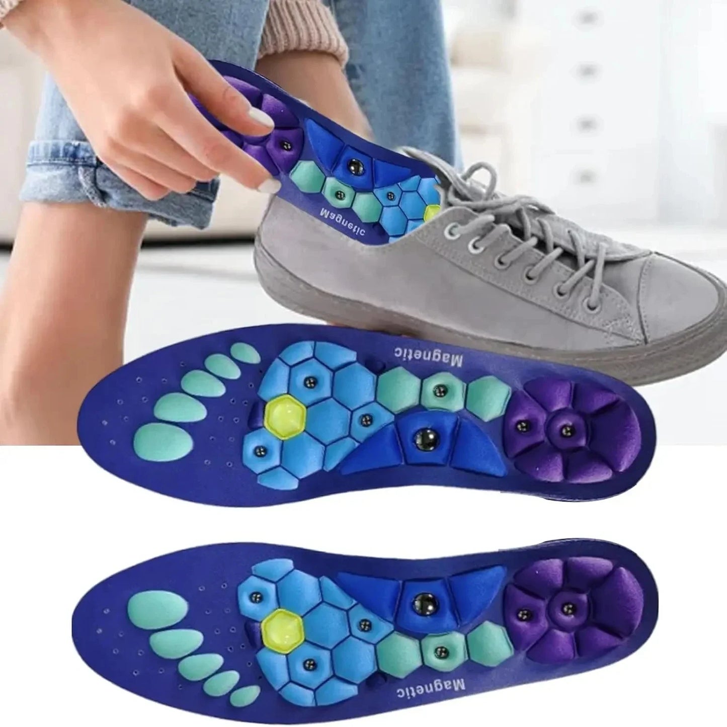 1 Pair Magnetic Therapy Foot Acupressure Insole Arch Support Health Massage Shoes Soles Reflexology Anti-fatigue Comfort Inserts