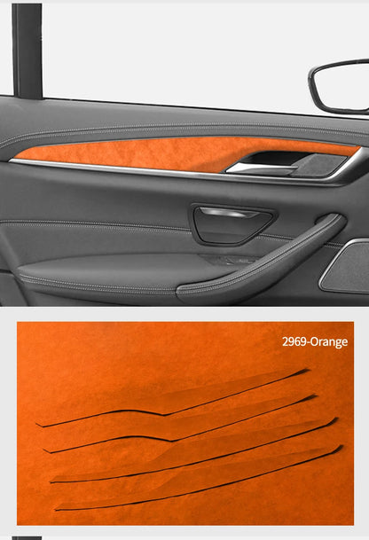 For BMW 5 Series G30 G38 Car Door Inner Handle Decorative Trim Frame Sticker Premium Interior Accessories Made of Alcantara
