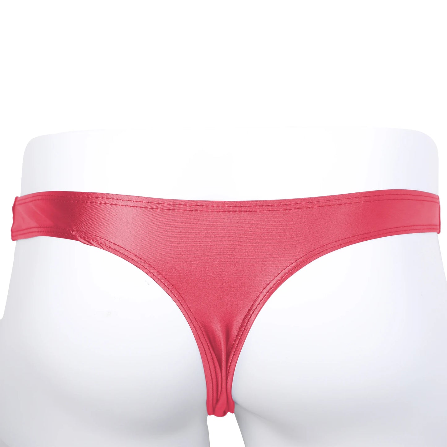 AMORESY Oceanus Men Glossy Stretch Low Rise T-shaped Briefs Gym Fitness Sport Comfort Breathable Thong Underpants Swimming Trunk