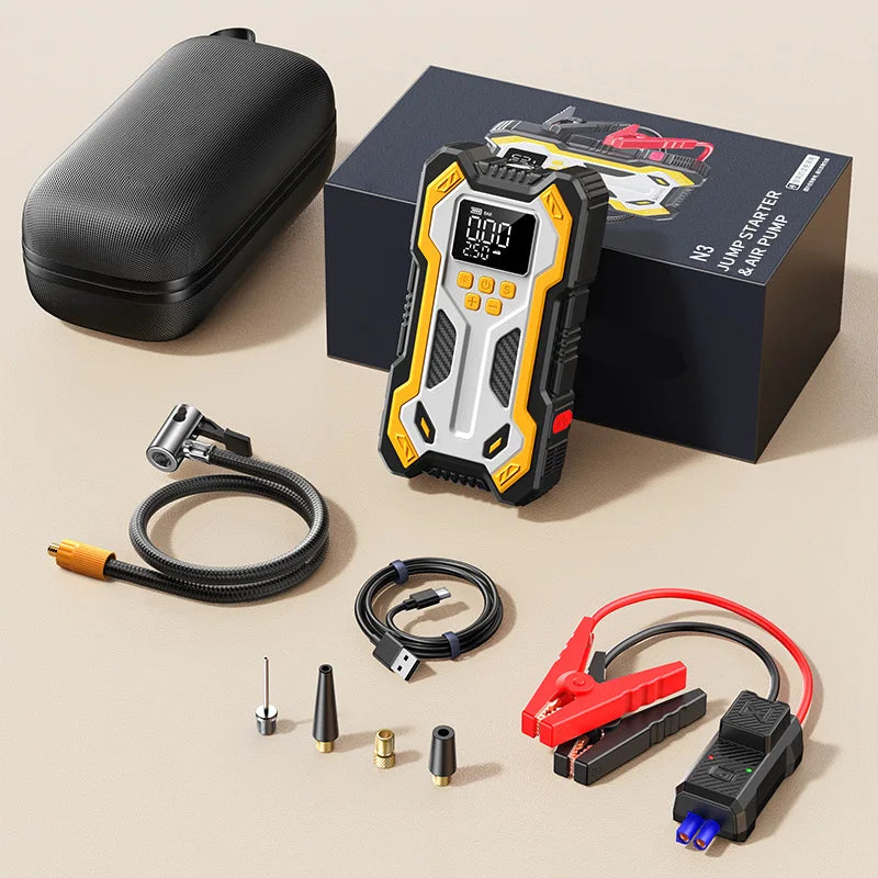 Portable Car Jump Starter 6000A Air Compressor 160PSI, Auto Tire Inflator Battery Booster for 9.0L Gas 6.5L Diesel Car SUV Truck