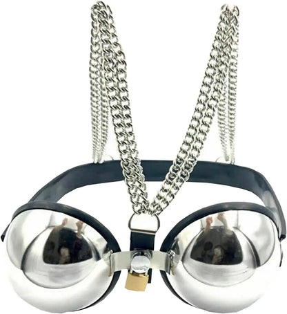 Female Chastity Device Bra Stainless Steel Adjustable BDSM Slave Metal Lockable Underwear Chain Bondage Game Erotic Slave