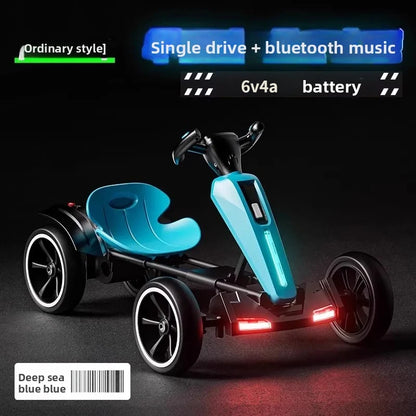 N‌ew Foldable Portable Kids Electric Go-Kart with 390 Motor Cool LED Lights No Assembly Outdoor Off-Road Toy Car for Boys/Girls