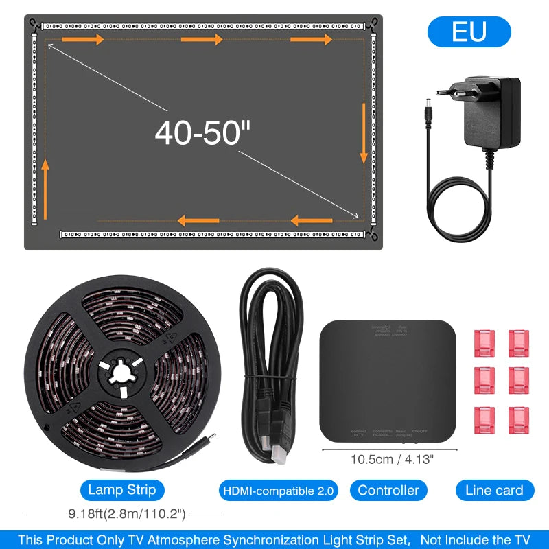 Ambient TV Led Backlight For 40-85Inch Color Real-Time Sync Box Light Strip For 4K HDMI-Compatible 2.0 Device Sync Box Light Kit